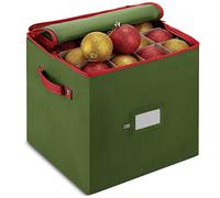 Premium Christmas Bauble Storage Box With Dividers - 64-Compartment Xmas Ornament Storage Container with Zippered Closure - Designed for Delicate Christmas Decorations & Baubles - Tear Proof Non-Woven