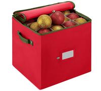 Premium Christmas Bauble Storage Box With Dividers - 64-Compartment Xmas Ornament Storage Container with Zippered Closure - Designed for Delicate Christmas Decorations & Baubles - Tear Proof Non-Woven