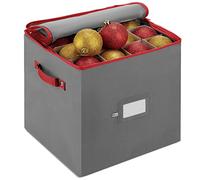 Premium Christmas Bauble Storage Box With Dividers - 64-Compartment Xmas Ornament Storage Container with Zippered Closure - Designed for Delicate Christmas Decorations & Baubles - Tear Proof Non-Woven