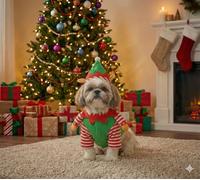 Premium Christmas Elf Dog Costume - Festive Holiday Outfit for Dogs | Soft, Comfortable & Adorable Elf Design - Small (30cm)