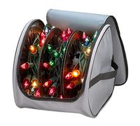 Premium Christmas Light Storage Bag - Heavy Duty Tear Proof 600D/Inside PVC Material with Reinforced Handles - With 3 Reels Stores up to 375 Ft of Mini Christmas Tree Lights & Extension Cords - Gray
