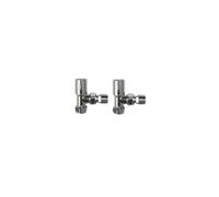 Premium Chrome Angled Towel Radiator Valves 15mm Central Heating Taps Designer Rads Pair Modern Bathroom