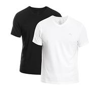 Premium Classic Men’s V-Neck T-Shirt | Ultra Soft, Breathable Cotton Modal Stretch Mens T-Shirt | Tag Free (Made in Egypt), Black/White (2-pack), S