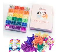Premium Clay Beads Bracelet Making Kit, 6000 Pcs Rainbow Colors with Elastic String, 6mm Flat Round Friendship Bracelet-Beads for Jewelry Making Kits
