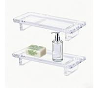 Premium Clear Acrylic Tray for Bathroom Counter Quick Dry Soap Dish Kitchen Organizer 8.6x3.6 Inch(Two pieces)