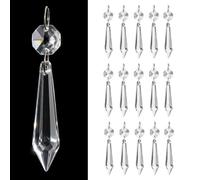 Premium Clear Crystal Glass Drops 3.1" -Multi Purpose Bluk Crystal Beads Hanging Prisms for Holiday Party/Home/Window Decoration/Chandelier Replacement Parts (L-16pcs)
