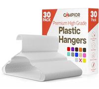 Premium Clothes Hangers - Space-Saving Slim Design, Lightweight and Durable Plastic with Smart Shoulder Grooves, Versatile Usage for Organizing Laundry, Coats, and Clothes, White, Pack of 30