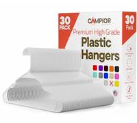 Premium Clothes Hangers - Space-Saving Slim Design, Lightweight and Durable Plastic with Smart Shoulder Grooves, Versatile Usage for Organizing Laundry, Coats, and Clothes, White, Pack of 30