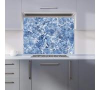Premium Coastal Blue Quartz Effect Kitchen Splashback 6mm Toughened Glass Kitchen Splashback - Heat Resistant Splashback for Kitchens, Perfect for Cookers and Hobs, Polished Edges