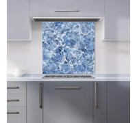 Premium Coastal Blue Quartz Effect Kitchen Splashback 6mm Toughened Glass Kitchen Splashback - Heat Resistant Splashback for Kitchens, Perfect for Cookers and Hobs, Polished Edges