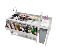 Premium Cocktail Bar Station Stainless Steel Ice Well Sink Mixer Tap Speed Rail