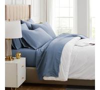 Premium Collection, 6-Piece, Deep Pocket Sheet Set, Easy Care, Shrinkage Free Sheet Set with 1 Flat Sheet, 1 Fitted Sheet, 4 Pillowcases, Steel Blue, King