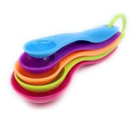 Premium Coloured Plastic Measuring Spoon Set - 5-Piece Baking Essentials, Including Tablespoon, Teaspoon, and Medicine Spoon for Precise Measurements in Baking Accessories & More (Rainbow)