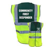 Premium Community First Responder Yellow Green Hi Vis Viz Reflective Safety Vest Waistcoat, Reflective High Visibility, Medium