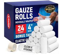 Premium Conforming Bandage - 24 Gauze Rolls - 10cm x 3.7m - Soft and Breathable - Latex-Free Individually Wrapped Medical Bandages - First Aid Conforming Stretch Wrap for Wound Care - Vet Wrap