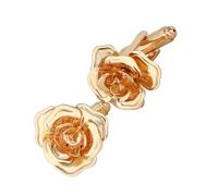 Premium Copper Base Cufflinks Featuring French Rose Design Gold Finished Perfect for Business Gift Cufflinks, One Size, as described