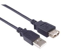 Premium Cord USB 2.0 Extension Cable 1 m, Data Cable High Speed up to 480 Mbit/s, Charging Cable, USB 2.0 Type A Female to Male, 2x Shielded, Colour Black, Length 1 m