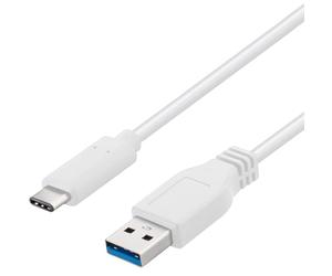 Premium Cord USB-C to USB 3.0 Connection Cable 0.5 m, up to 5 Gbit/s, USB 3.0/3.1 SuperSpeed Data Cable, USB 3.1 Type C Male to A Male, 3x Shielded, Colour: White, Length 0.5 m