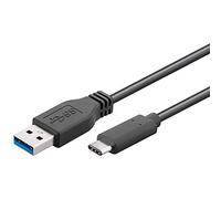 Premium Cord USB-C to USB 3.0 Connection Cable 1 m, up to 5 Gbit/s, USB 3.0/3.1 SuperSpeed Data Cable, USB 3.1 Type C Male to A Male, 3x Shielded, Colour Black, Length 1 m.