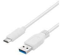 Premium Cord USB-C to USB 3.0 Connection Cable 2 m, up to 5 Gbit/s, USB 3.0/3.1 SuperSpeed Data Cable, USB 3.1 Type C Male to A Male, 3x Shielded, Colour: White, Length 2 m