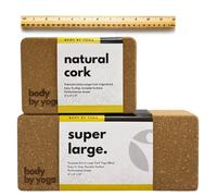 Premium Cork Yoga Blocks - Extra Large Yoga Block 2-Pack or Extra Tall 1-Pack for Inflexible Yogis | Natural, High-Density Cork for Superior Support & Stability | Optional Yoga Strap & Gift Box