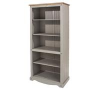 Grey Washed Pine Tall Bookcase with 5 Shelves - Corona Collection