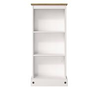 Corona Low Narrow Bookcase, Antique Wax, Adjustable Shelves, Space-Saving Design