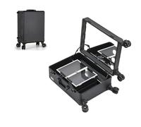 Premium Cosmetic Bag Aluminum Beauty Case Large Makeup nizer Hard Shell Trolley Luggage Stylish Travel Makeup Case for Women Versatile Cosmetic Storage (Size: A)