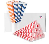 Premium Cotton Candy Cones 50 Pack Parade Theme - Candy Park Multicolor Paper Cones in Kraft Box - For Cotton Candy Machines & Candy Floss Sugar - Celebrations & Party Supplies