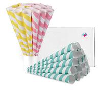 Premium Cotton Candy Cones 50 Pack Pastel Stripes - Candy Park Multicolor Paper Cones - For Cotton Candy Machines & Candy Floss Sugar - Celebrations & Party Supplies