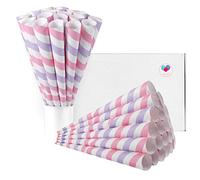 Premium Cotton Candy Cones 50 Pack Pink Purple Unicorn - Candy Park Multicolor Paper Cones - For Cotton Candy Machines & Candy Floss Sugar - Celebrations & Party Supplies