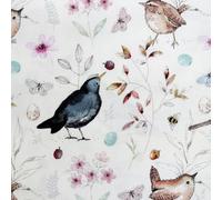Premium Cotton Fabric - 'Bird Song' Garden Birds on Cream - Craft Fabric Material Metre