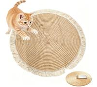 Premium Cotton Rope Area Rug for Cats - Washable Round Vintage Reversible Woven Tassel Rug, Durable Cat Scratching Mat, Soft Stylish Home Accent, Easy Clean, Multiple Sizes (Brown,Large)