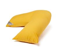 Premium Coverless Cotton Blended V Shaped Pillow With Hollowfibre Filling Supporting Head Back And Neck Perfect For Orthopaedic Living, Nursing and Maternity (Ochre/Mustard)