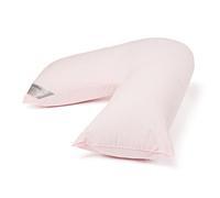 Premium Coverless Cotton Blended V Shaped Pillow With Hollowfibre Filling Supporting Head Back And Neck Perfect For Orthopaedic Living, Nursing and Maternity (Pink)