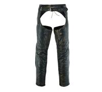 Premium Cowhide Leather Chaps for Motorcycle Men's Biker Riding Cowboy Chaps Black Multi-Pocket Split Soft Leather Pants (US, Alpha, Medium, Regular, Regular, Brown with Removable Lining)
