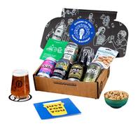 Premium Craft Lager Happy Birthday Beer Gift Hamper - 5 Independent British Craft Lagers, a Snack and Beer Tasting Glass by QWERTY Beer Box - Craft Lager Birthday Gift for Him, Husband Birthday Gifts