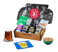 Premium Craft Lager Merry Christmas Beer Gift Hamper - 5 Independent British Craft Lagers, a Snack and Beer Tasting Glass by QWERTY Beer Box - Christmas Lager Hamper for Men