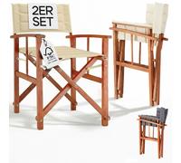 Premium Cream Director's Chairs - 2-Piece Set, FSC®-Certified Eucalyptus Wood, Padded