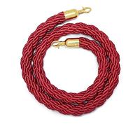 Premium Crowd Control Rope Queue Barrier Twisted Hemp Rope with Hooks for Businesses Restaurants Hotels & Cinemas - 4ft Red Queue Line Stanchion Rope for Safety