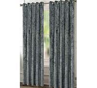 PREMIUM Crushed VELVET Luxury Curtains Pair of Eyelet Ring Fully Lined Thermal Gift Velour (Velvet - Charcoal, 46 x 90")