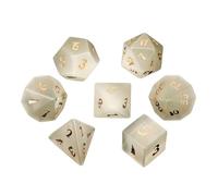 Premium Crystal Gemstone for DND Dice Set 7pcs forRPG Polyhedral Dice for Tabletop Gaming Gifts (Black Wood Vein Marble)(White Cat Eye)