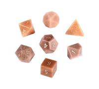 Premium Crystal Gemstone for DND Dice Set 7pcs forRPG Polyhedral Dice for Tabletop Gaming Gifts (Black Wood Vein Marble)(Red Aventurine 1)