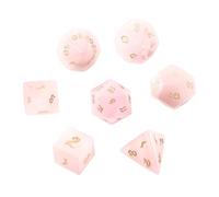 Premium Crystal Gemstone for DND Dice Set 7pcs forRPG Polyhedral Dice for Tabletop Gaming Gifts (Black Wood Vein Marble)(Pink Cat Eye)