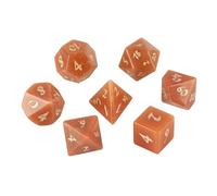 Premium Crystal Gemstone for DND Dice Set 7pcs forRPG Polyhedral Dice for Tabletop Gaming Gifts (Black Wood Vein Marble)(Red Aventurine 2)