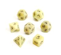 Premium Crystal Gemstone for DND Dice Set 7pcs forRPG Polyhedral Dice for Tabletop Gaming Gifts (Black Wood Vein Marble)(Lemon Jade)