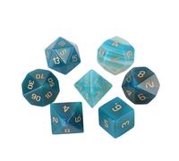 Premium Crystal Gemstone for DND Dice Set 7pcs forRPG Polyhedral Dice for Tabletop Gaming Gifts (Black Wood Vein Marble)(Blue Agate)