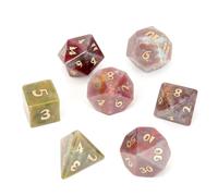 Premium Crystal Gemstone for DND Dice Set 7pcs forRPG Polyhedral Dice for Tabletop Gaming Gifts (Black Wood Vein Marble)(Indain Agate)
