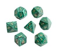 Premium Crystal Gemstone for DND Dice Set 7pcs forRPG Polyhedral Dice for Tabletop Gaming Gifts (Black Wood Vein Marble)(Man-Made Malachite)