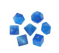 Premium Crystal Gemstone for DND Dice Set 7pcs forRPG Polyhedral Dice for Tabletop Gaming Gifts (Black Wood Vein Marble)(Blue Cat Eye)